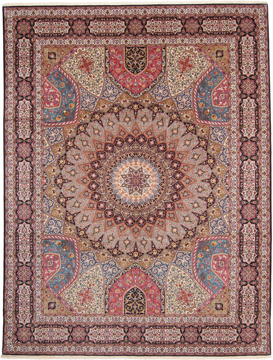 Tapete persa Tabriz 50Raj 13'1"x9'10" 13'1"x9'10", Tapete persa Atado à mão