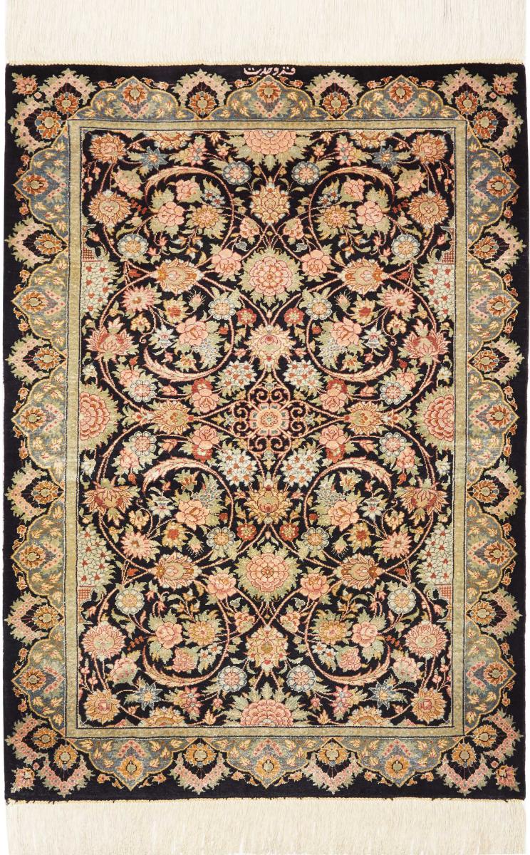 Perzisch tapijt Qum Zijde 86x59 86x59, Perzisch tapijt Handgeknoopte