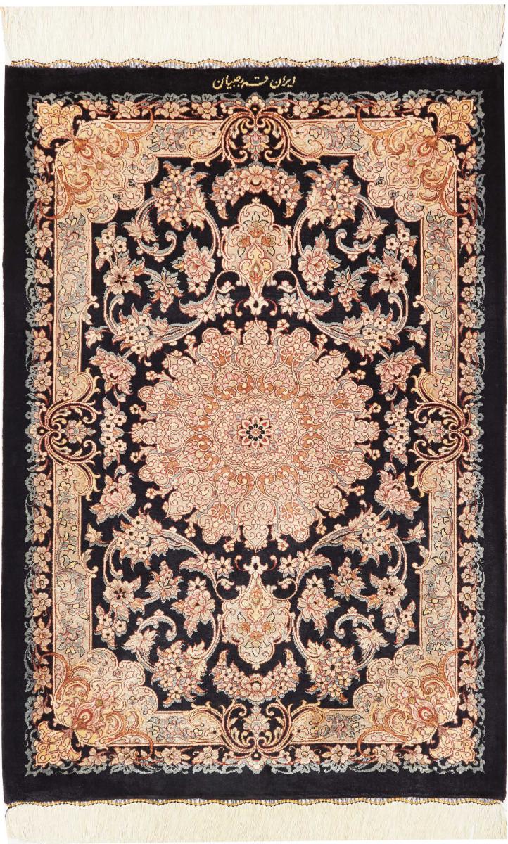 Perzisch tapijt Qum Zijde 91x61 91x61, Perzisch tapijt Handgeknoopte