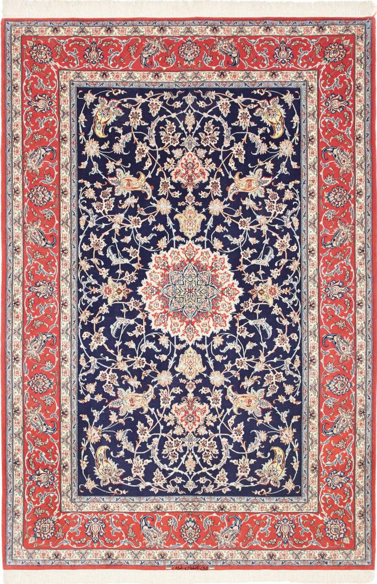 Tapis persan Ispahan Chaîne de Soie 231x158 231x158, Tapis persan Noué à la main