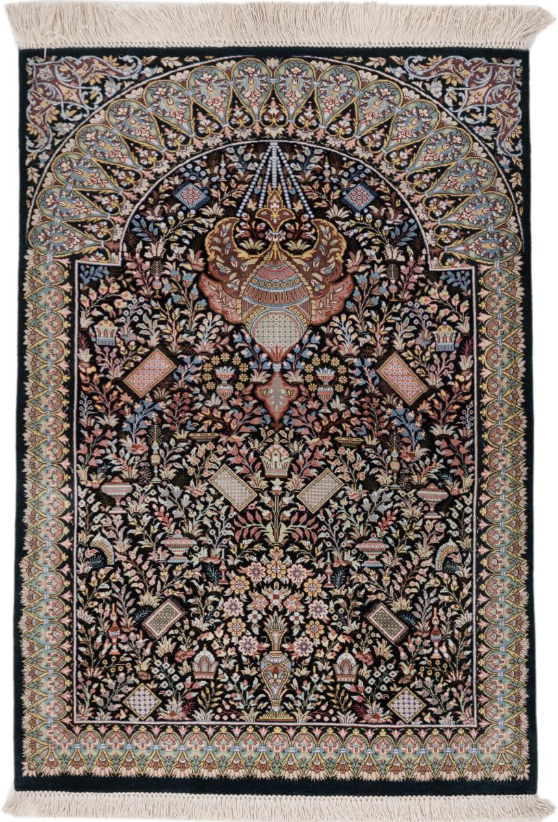 Persian Rug Qum Silk 3'1"x2'0" 3'1"x2'0", Persian Rug Knotted by hand