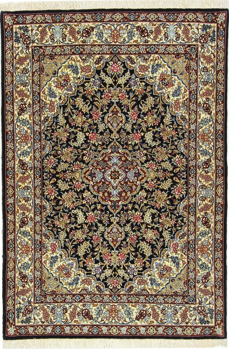 Tapete persa Isfahan Fio de Seda 4'10"x3'4" 4'10"x3'4", Tapete persa Atado à mão