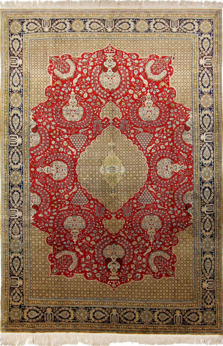 Persian Rug Qum Silk Antique 10'1"x6'9" 10'1"x6'9", Persian Rug Knotted by hand