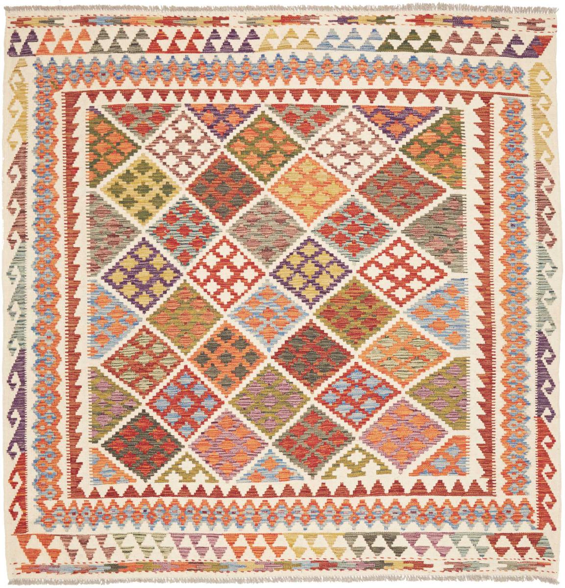 Afghanska mattan Kilim Afghan 210x207 210x207, Persisk matta handvävd 