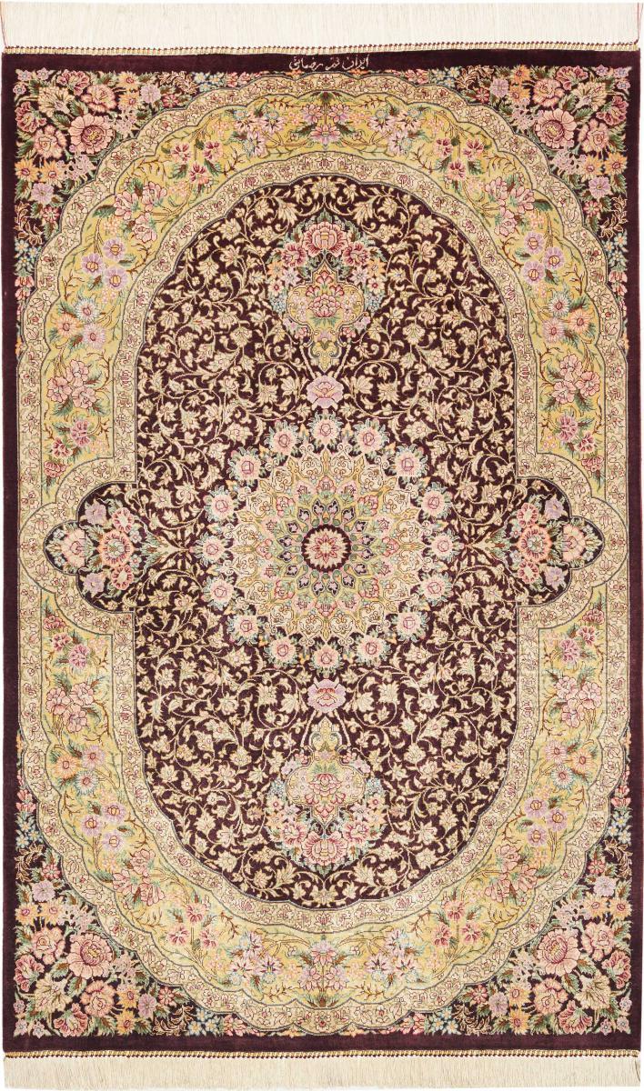 Persisk tæppe Ghom Silke 125x80 125x80, Persisk tæppe Knyttet i hånden