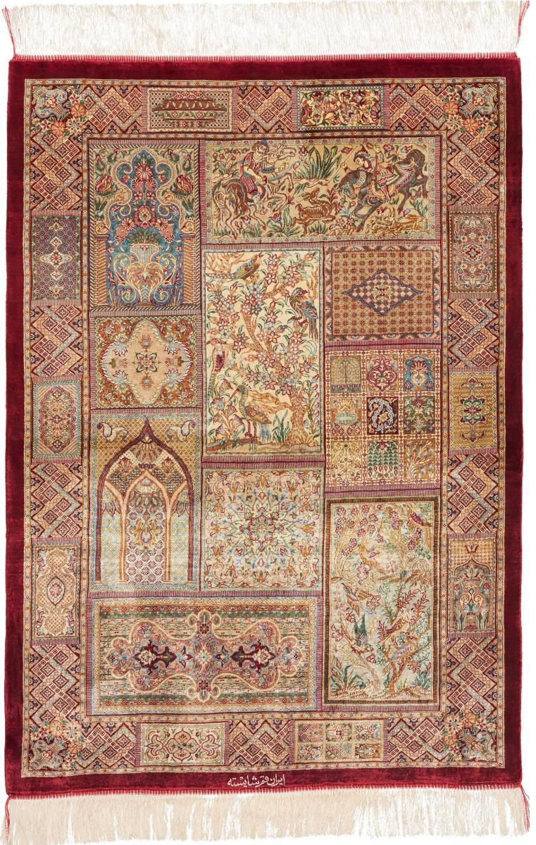 Persialainen matto Ghom Silkki 118x83 118x83, Persialainen matto Solmittu käsin