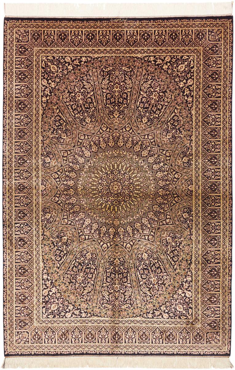 Persian Rug Qum Silk 6'6"x4'5" 6'6"x4'5", Persian Rug Knotted by hand