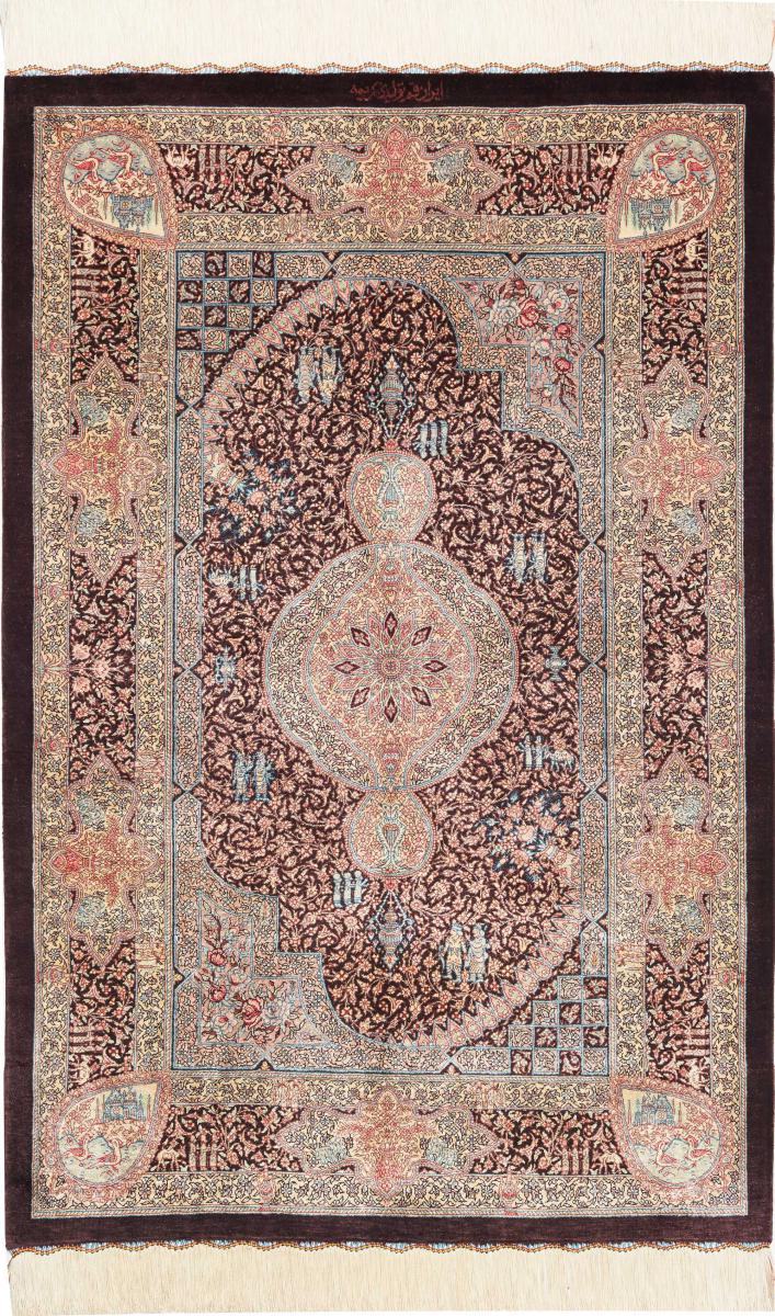 Persisk tæppe Ghom Silke 123x79 123x79, Persisk tæppe Knyttet i hånden