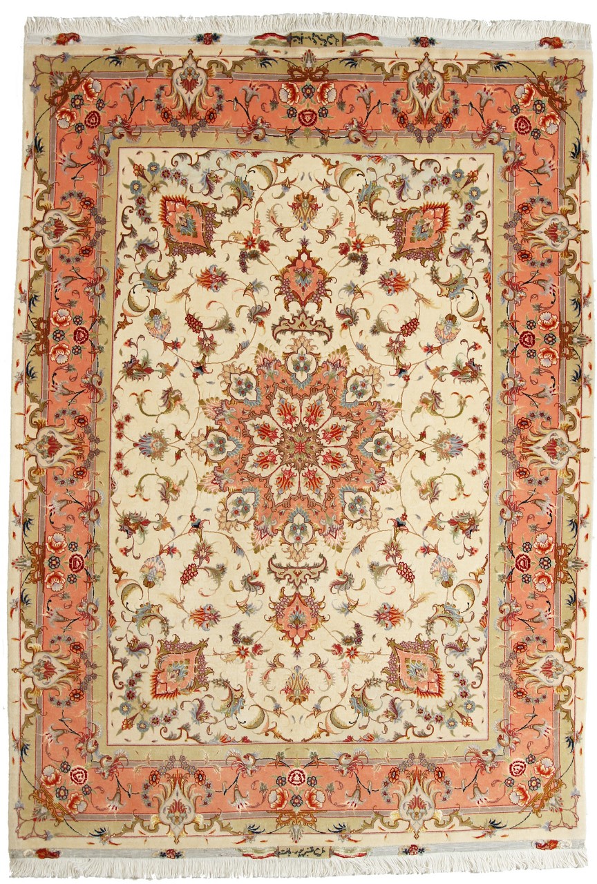 Tapis persan Tabriz 50Raj 216x156 216x156, Tapis persan Noué à la main