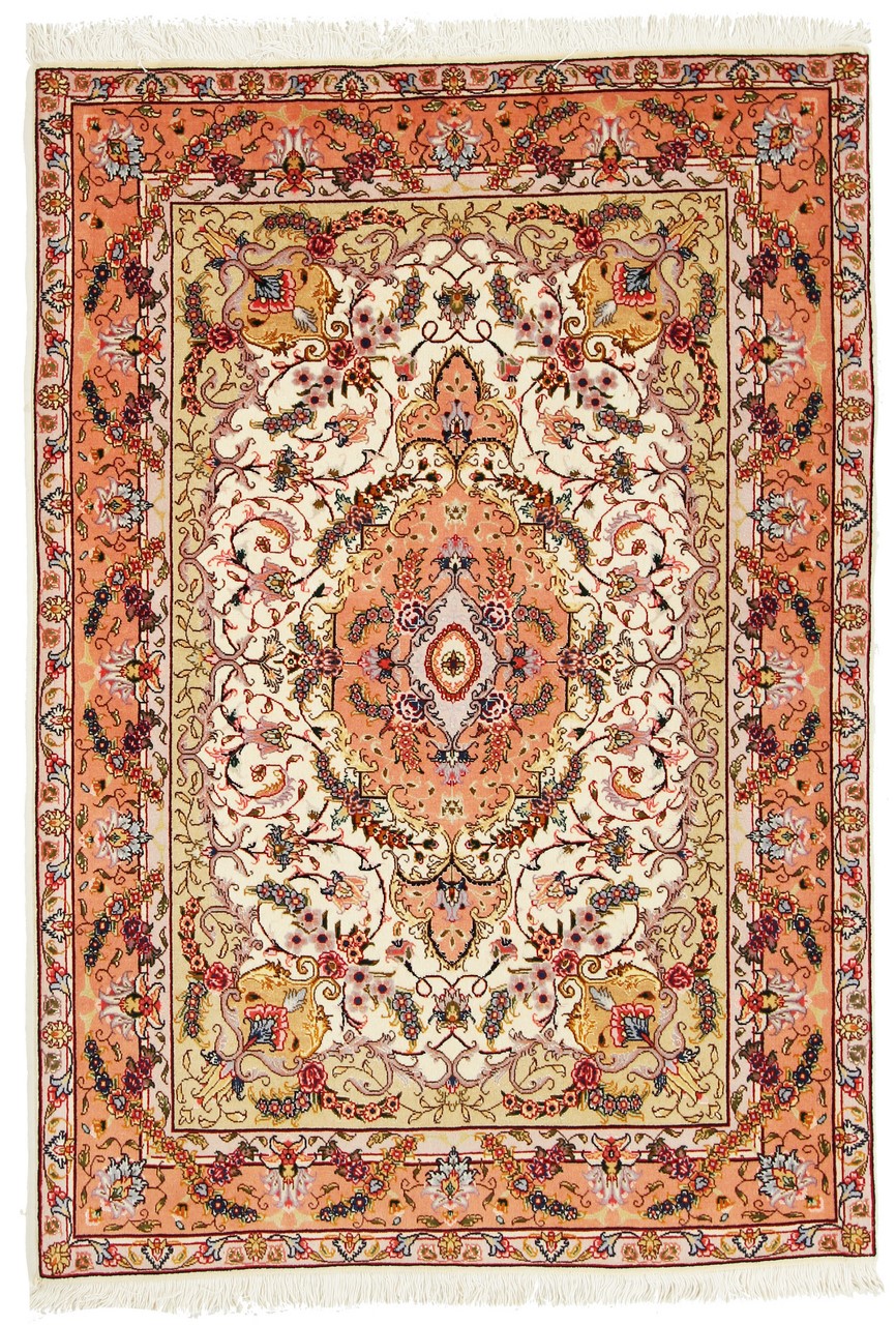 Tapis persan Tabriz 60Raj 150x103 150x103, Tapis persan Noué à la main
