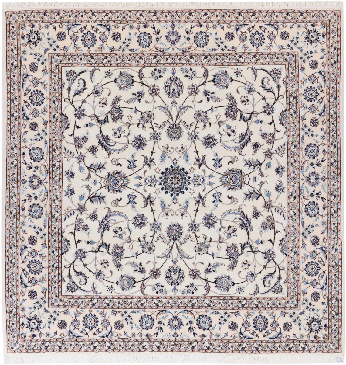 Persian Rug Nain 6La 6'11"x6'10" 6'11"x6'10", Persian Rug Knotted by hand
