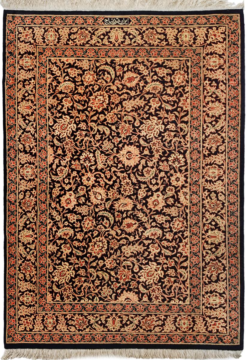 Persian Rug Qum Silk 3'11"x2'8" 3'11"x2'8", Persian Rug Knotted by hand