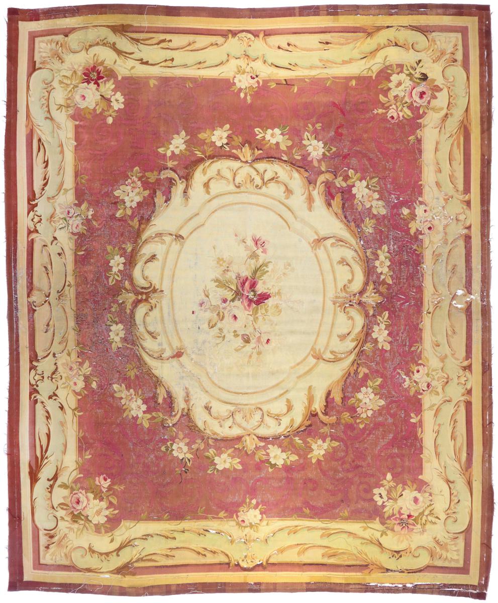 チャイニーズカーペット Aubusson アンティーク 1800 409x326 409x326,  ペルシャ絨毯 手織り