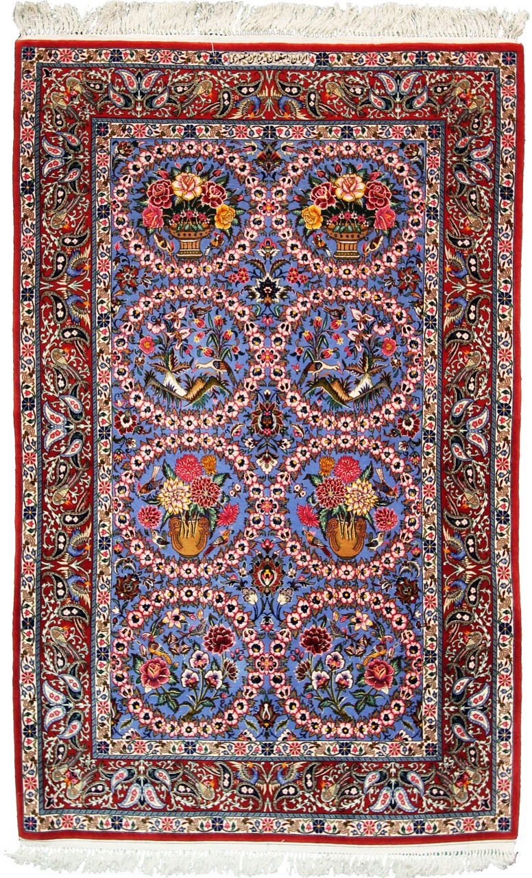 Tapete persa Isfahan Fio de Seda 178x114 178x114, Tapete persa Atado à mão