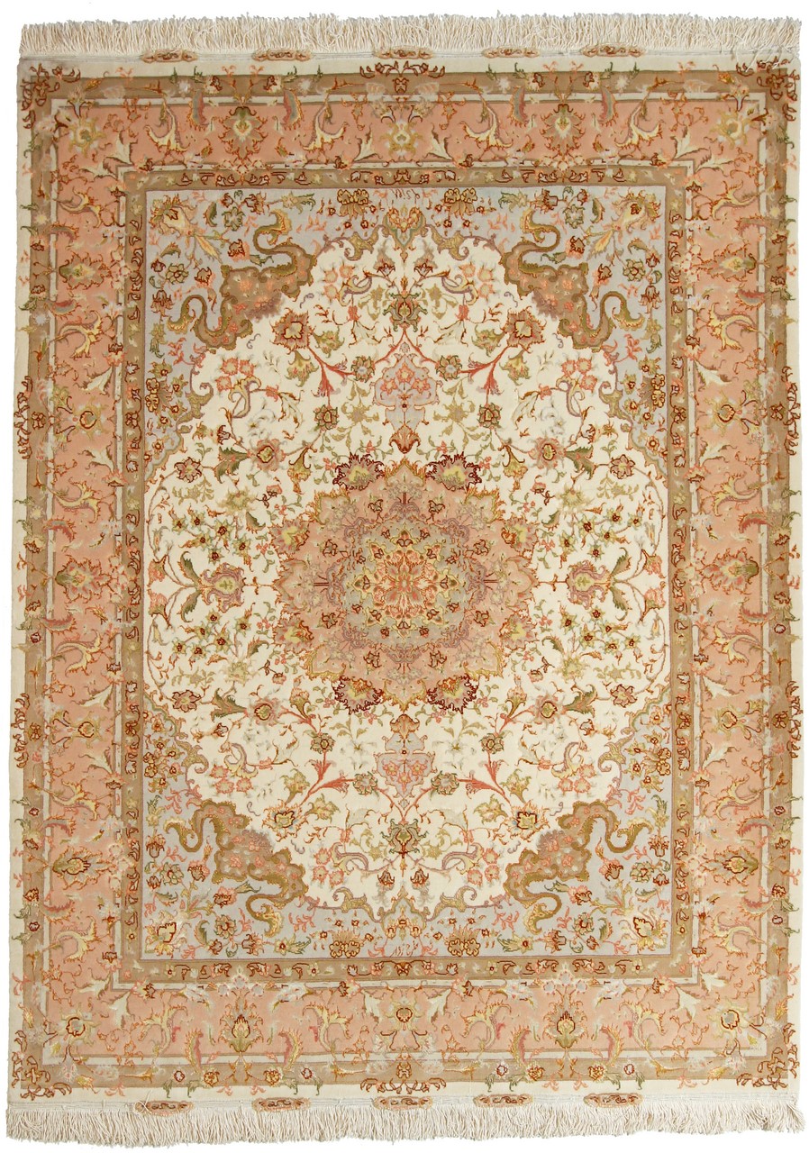 Perserteppich Täbriz 60Raj Seidenkette 200x152 200x152, Perserteppich Handgeknüpft