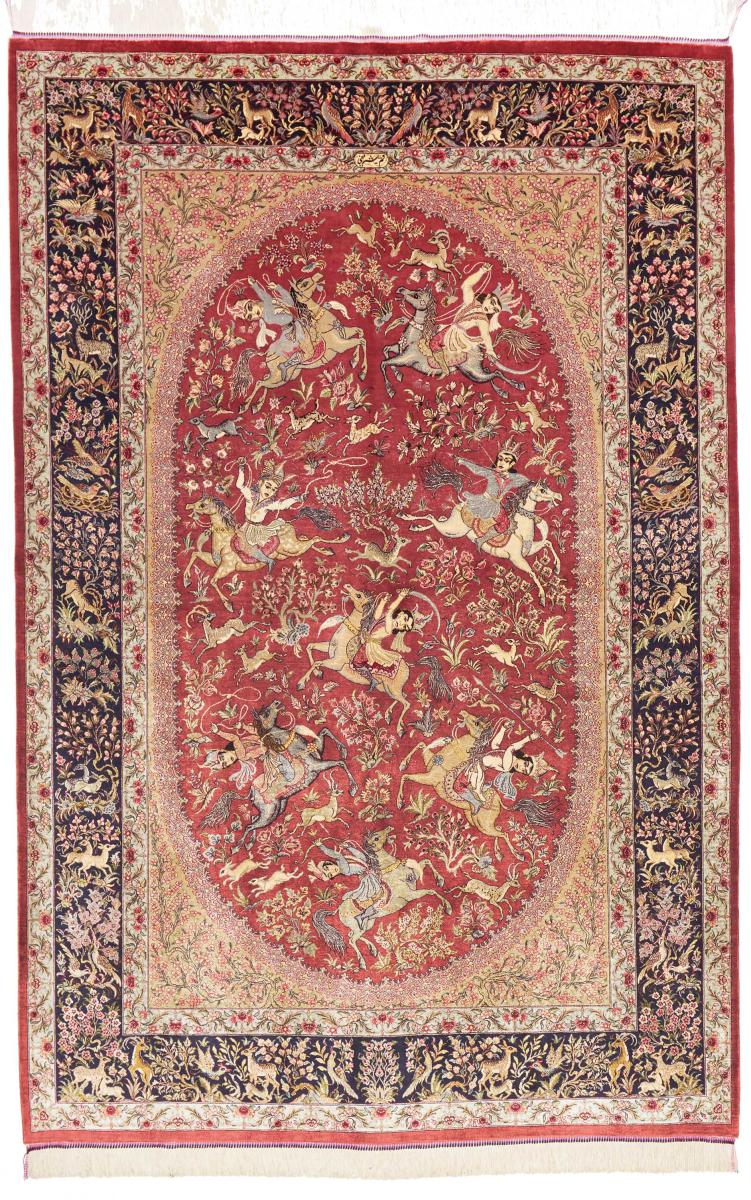 Persisk tæppe Ghom Silke 203x134 203x134, Persisk tæppe Knyttet i hånden