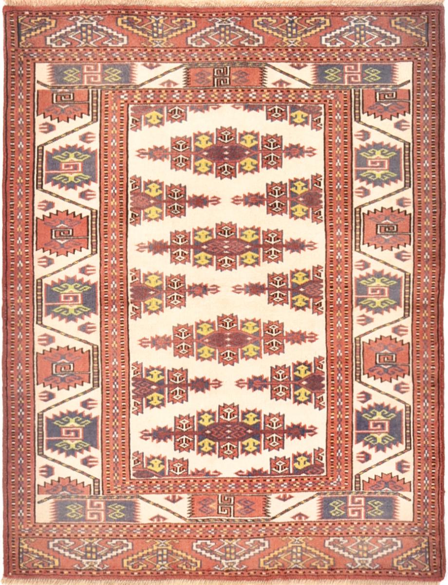 Persian Rug Turkaman 4'0"x3'1" 4'0"x3'1", Persian Rug Knotted by hand