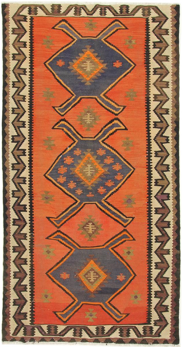 Tapete persa Kilim Fars Azerbaijan Antigo 8'8"x4'4" 8'8"x4'4", Tapete persa Tecido à mão