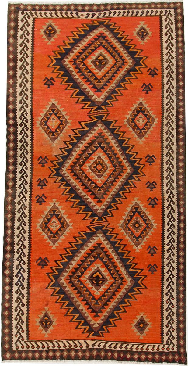 Tapete persa Kilim Fars Azerbaijan Antigo 8'6"x4'11" 8'6"x4'11", Tapete persa Tecido à mão