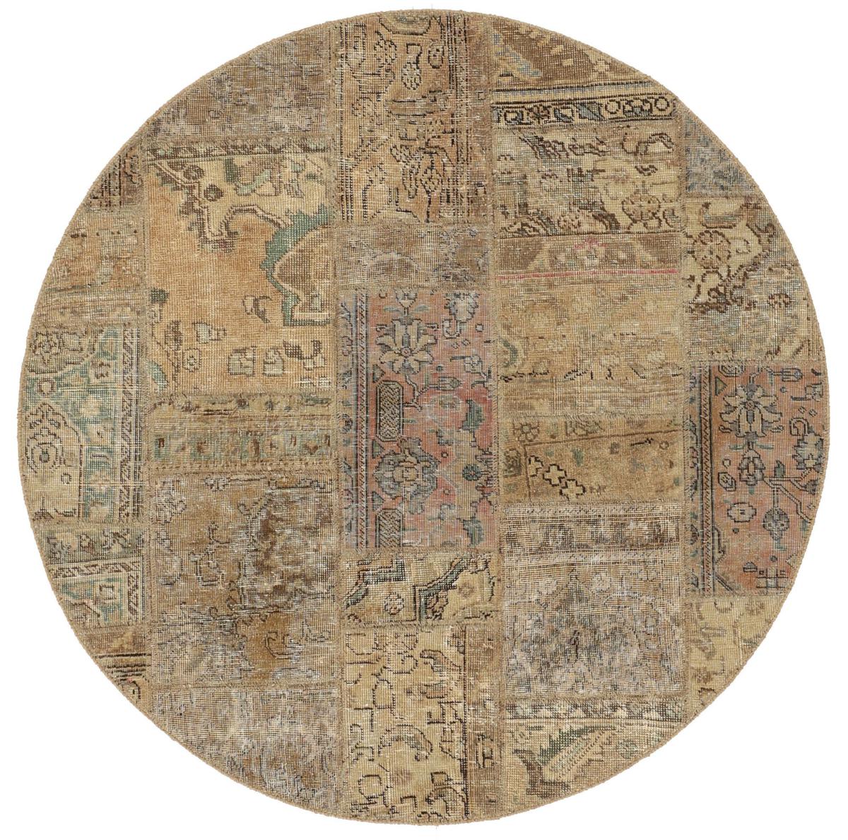 Persian Rug Patchwork 4'11"x4'11" 4'11"x4'11", Persian Rug Knotted by hand