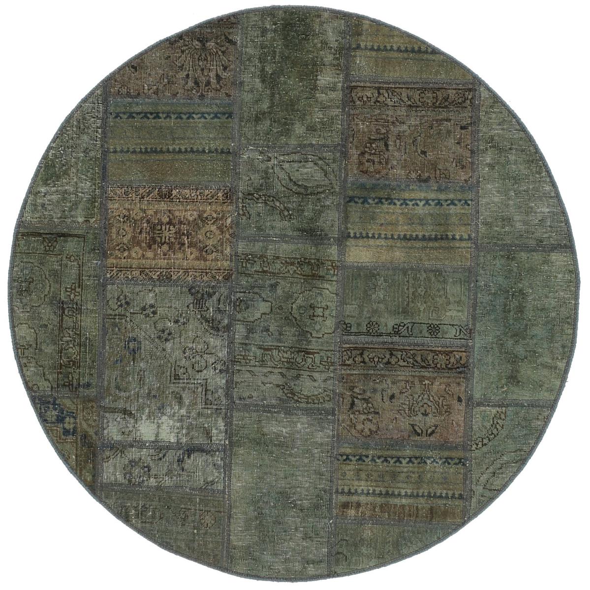Persisk tæppe Patchwork 151x151 151x151, Persisk tæppe Knyttet i hånden