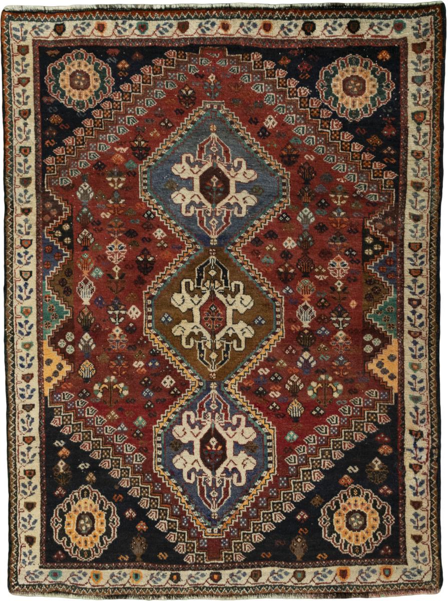 Persian Rug Shiraz 5'2"x3'10" 5'2"x3'10", Persian Rug Knotted by hand