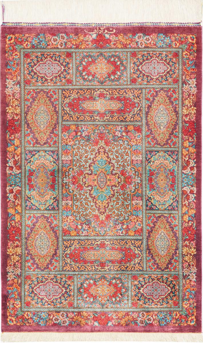Perzisch tapijt Qum Zijde 95x59 95x59, Perzisch tapijt Handgeknoopte
