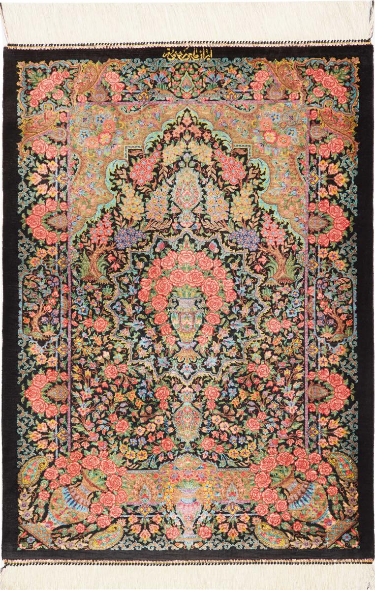 Perzisch tapijt Qum Zijde 89x61 89x61, Perzisch tapijt Handgeknoopte