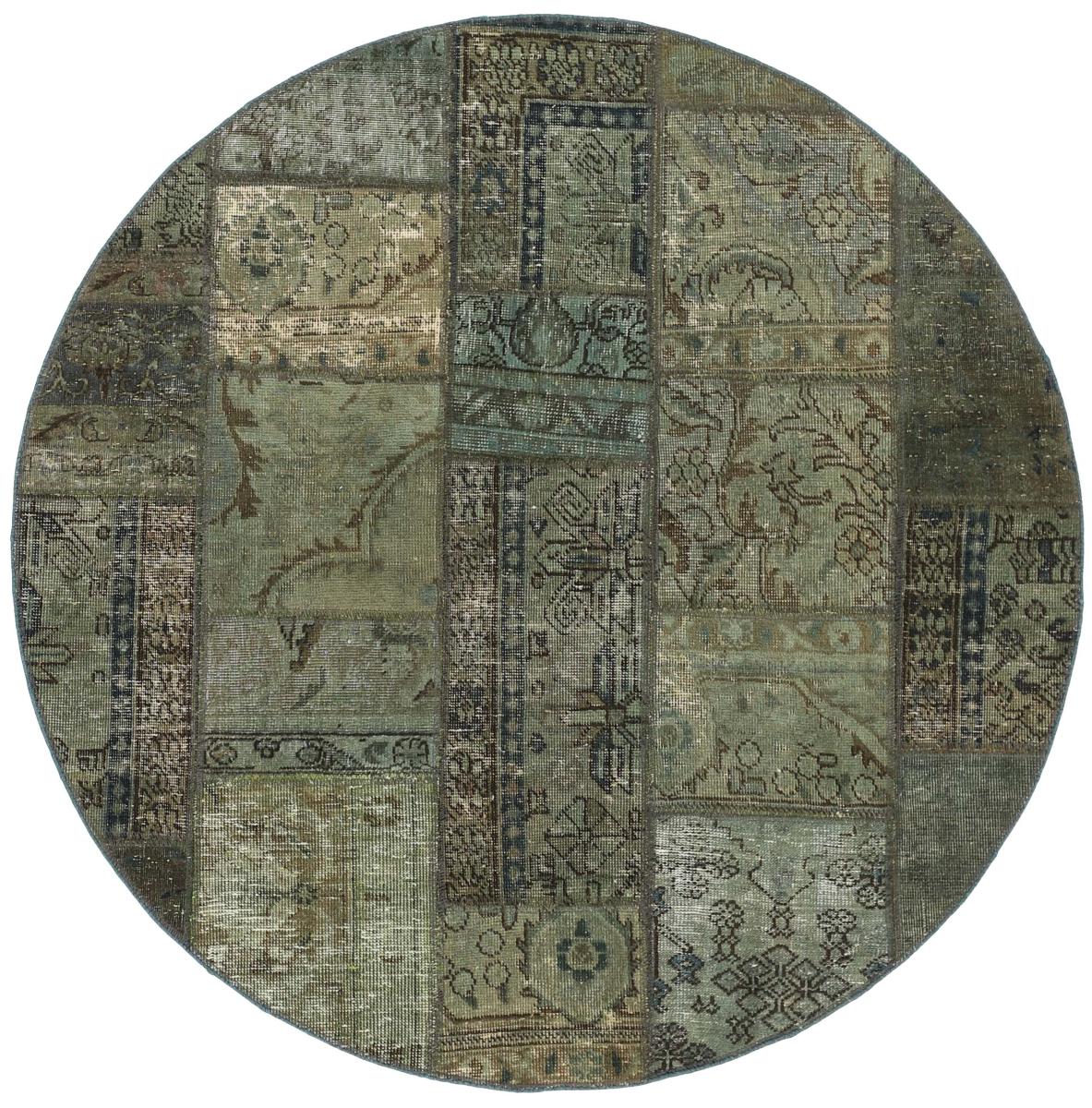 Persian Rug Patchwork 4'11"x4'11" 4'11"x4'11", Persian Rug Knotted by hand