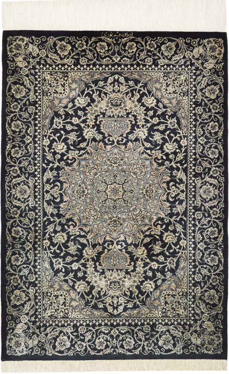 Perzisch tapijt Qum Zijde 87x59 87x59, Perzisch tapijt Handgeknoopte