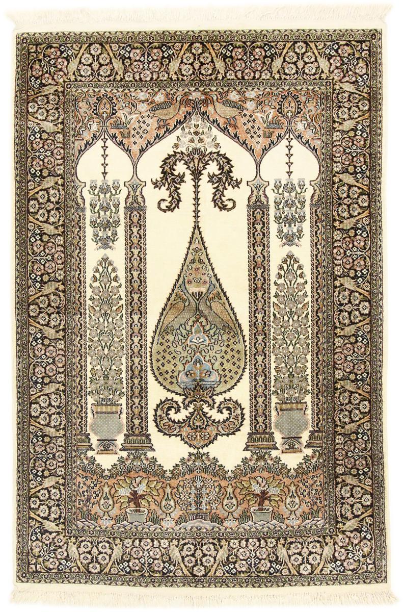 Indisk tæppe Kashmir Silke 191x126 191x126, Persisk tæppe Knyttet i hånden