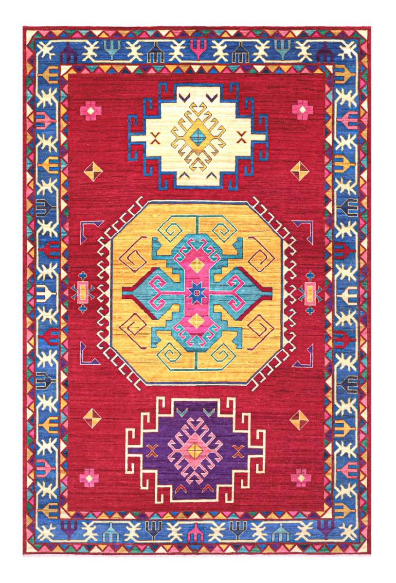 Tapis pakistanais Kazak 306x203 306x203, Tapis persan Noué à la main