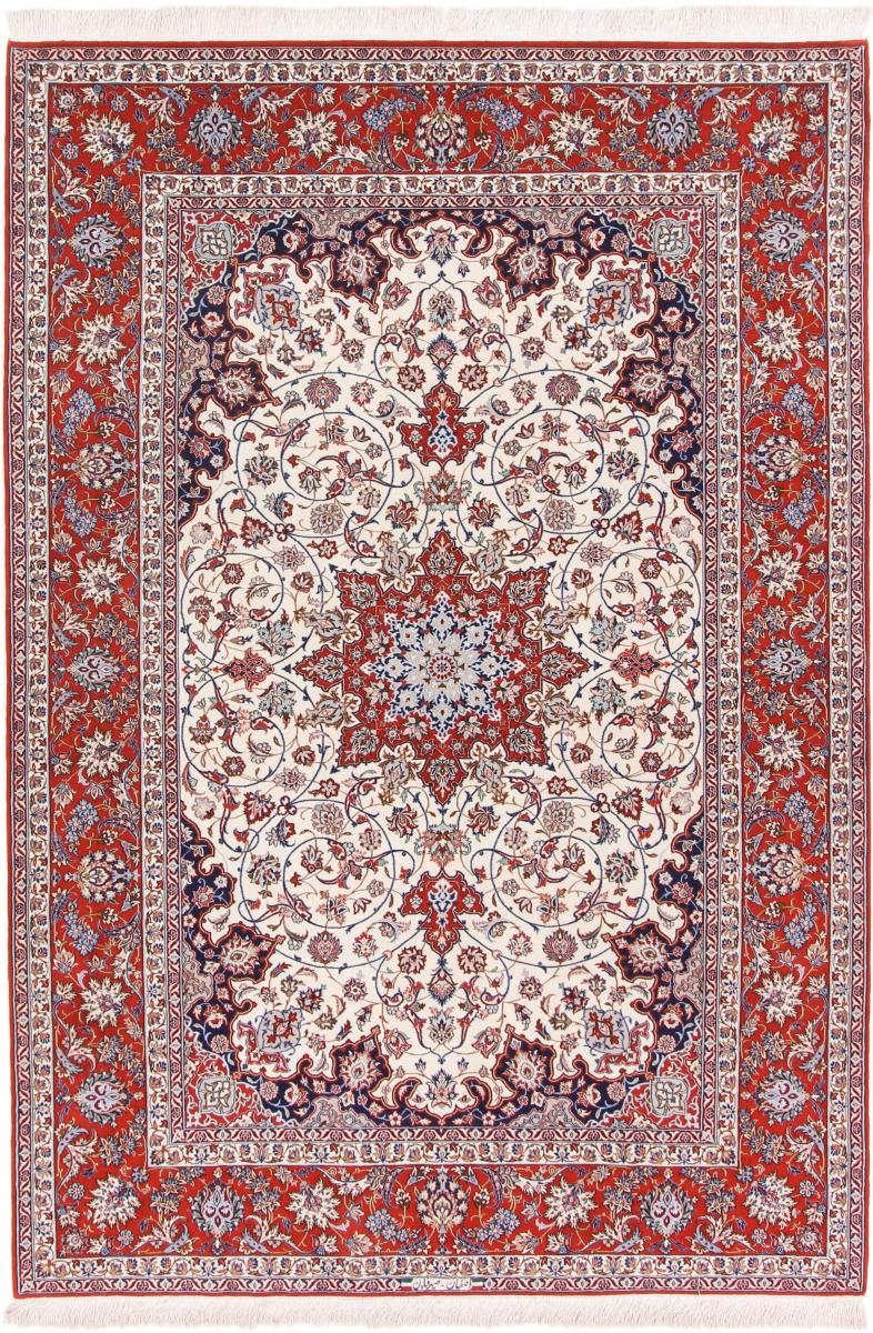 Tapete persa Isfahan Fio de Seda 307x205 307x205, Tapete persa Atado à mão