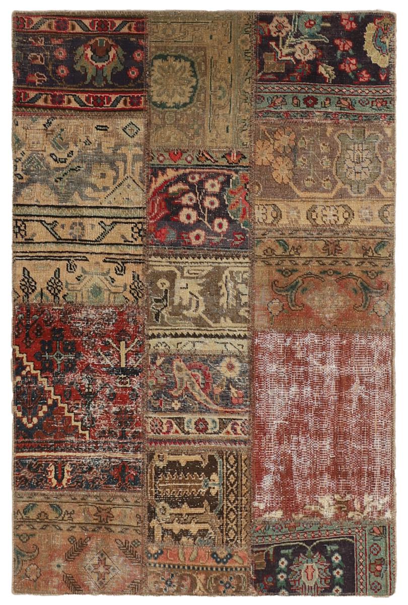 Persisk tæppe Patchwork 165x107 165x107, Persisk tæppe Knyttet i hånden