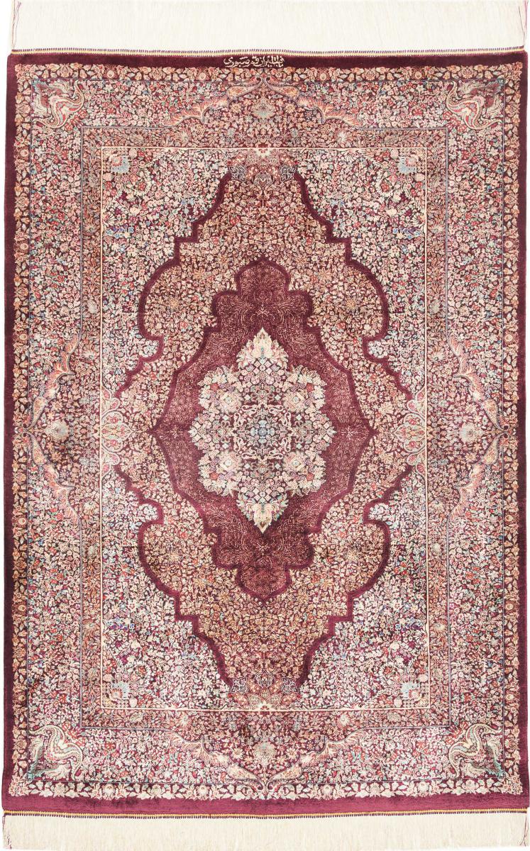 Persisk tæppe Ghom Silke 144x99 144x99, Persisk tæppe Knyttet i hånden