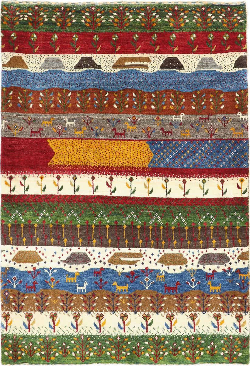 Perzsa szőnyeg Perzsa Gabbeh Loribaft Nature 4'0"x2'9" 4'0"x2'9", Perzsa szőnyeg Kézzel csomózva