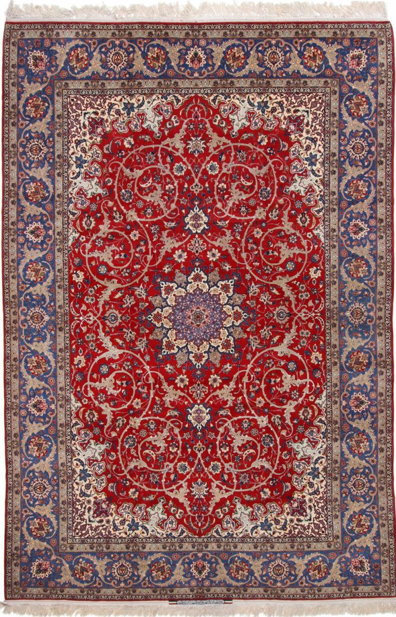 Tapete persa Isfahan Seyrafian Fio de Seda 369x251 369x251, Tapete persa Atado à mão