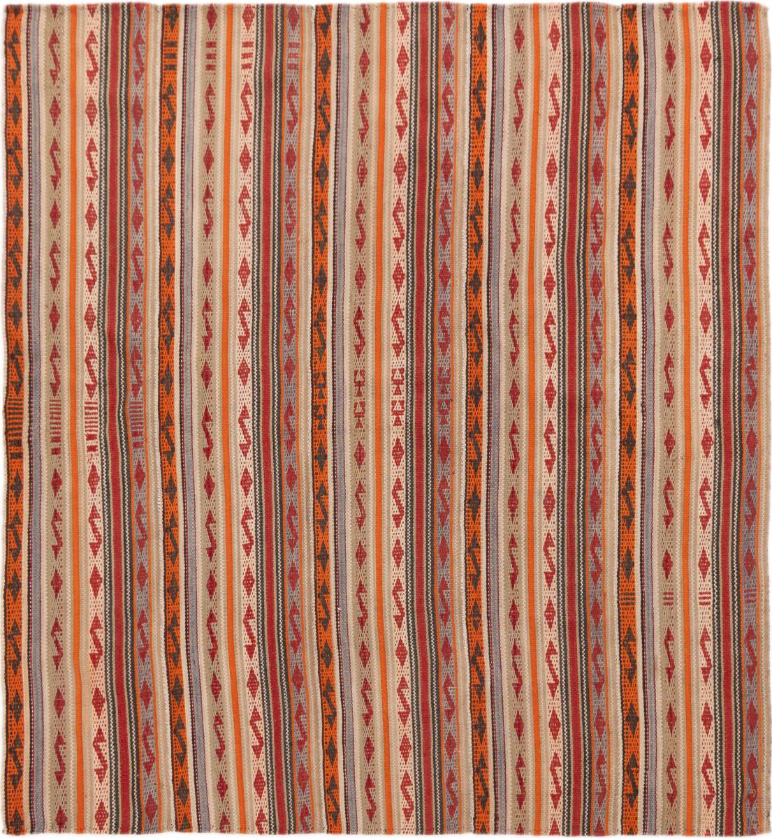 Persisk tæppe Kelim Fars Jajim Gamle 150x138 150x138, Persisk tæppe Håndvævet