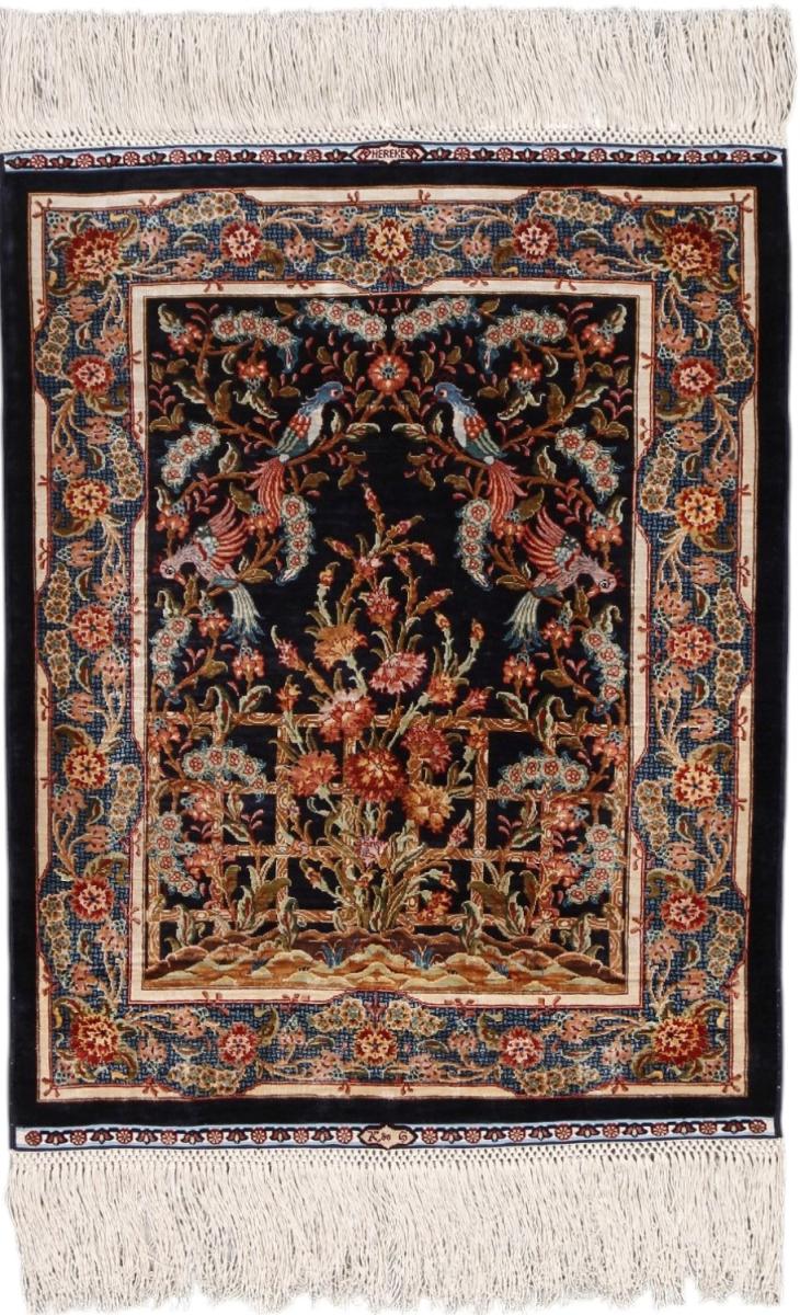  Hereke Zijde 66x51 66x51, Perzisch tapijt Handgeknoopte