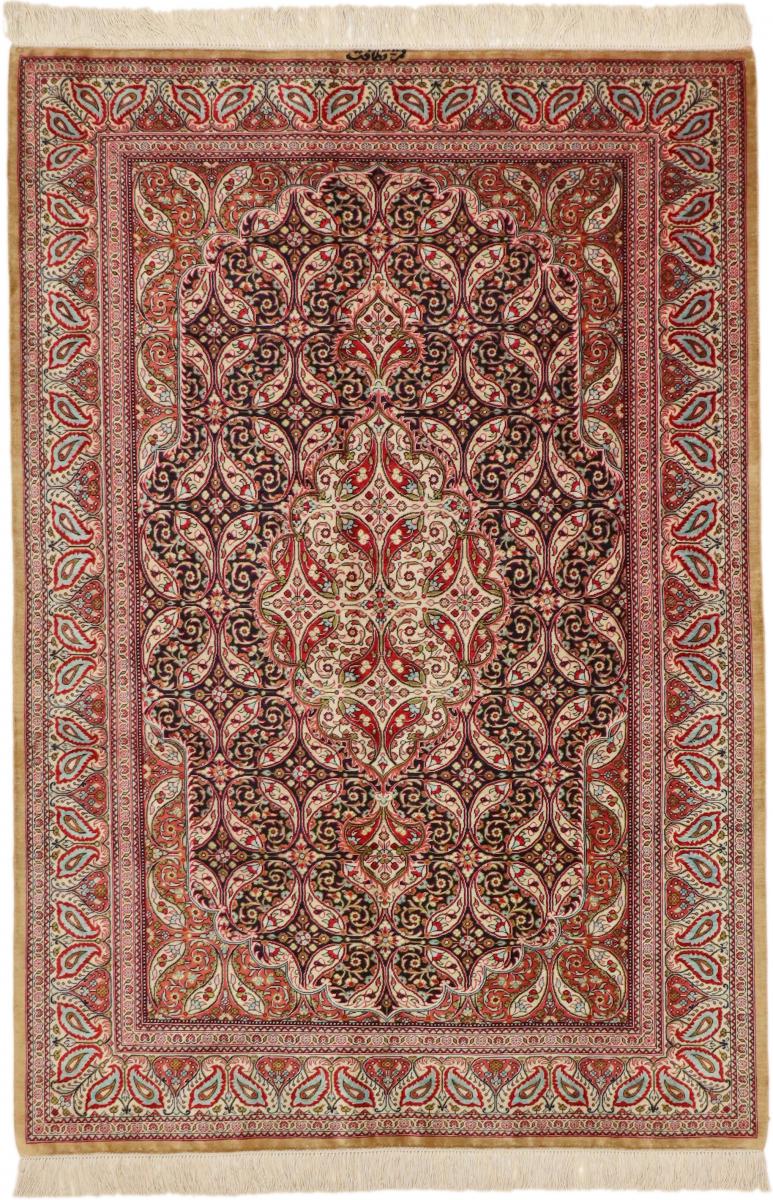 Perzsa szőnyeg Ghom Selyem 4'10"x3'3" 4'10"x3'3", Perzsa szőnyeg Kézzel csomózva