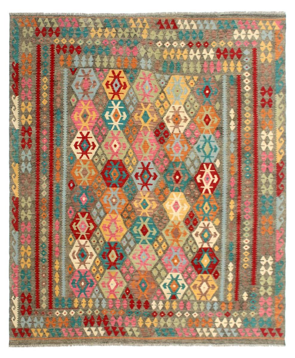 Afghan rug Kilim Afghan 9'10"x8'2" 9'10"x8'2", Persian Rug Woven by hand
