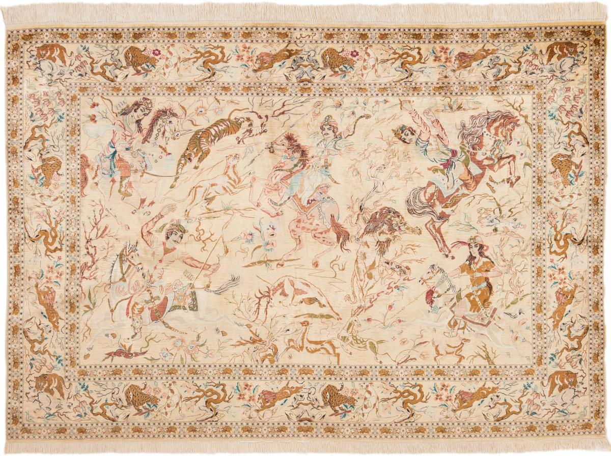 Persialainen matto Ghom Silkki 134x193 134x193, Persialainen matto Solmittu käsin