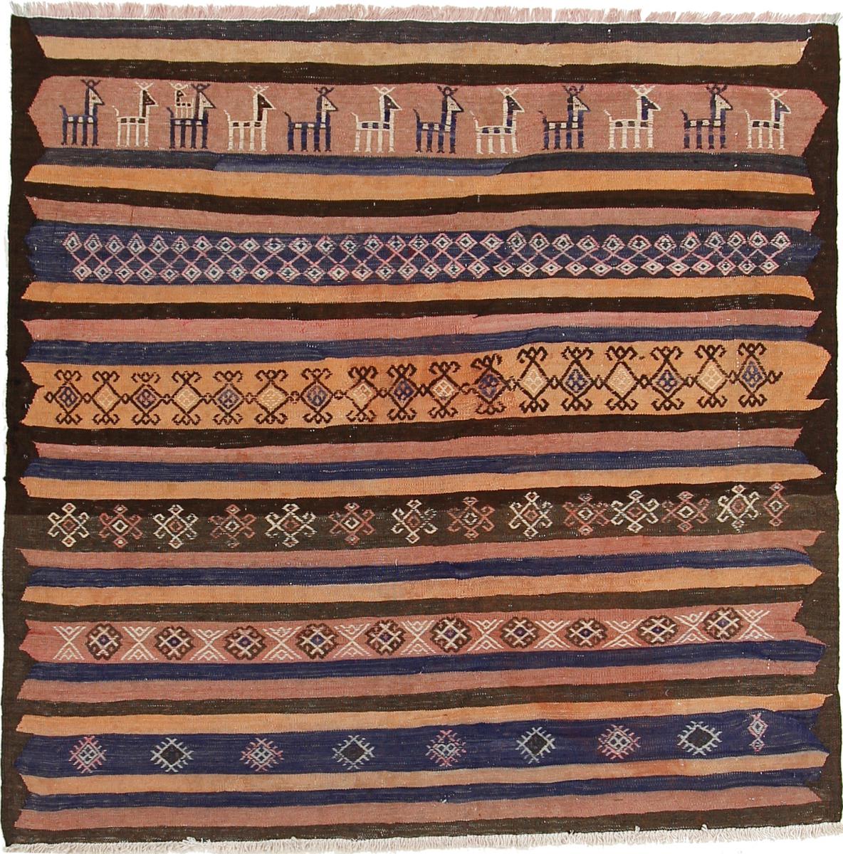 Perzsa szőnyeg Kilim Fars Azerbaijan Antik 5'5"x5'3" 5'5"x5'3", Perzsa szőnyeg szőttesek