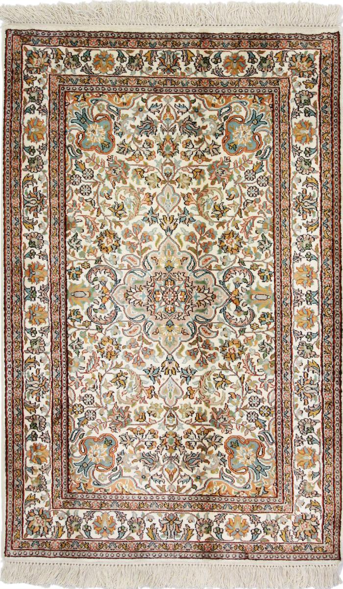 Indo rug Kashmir Silk 4'1"x2'7" 4'1"x2'7", Persian Rug Knotted by hand