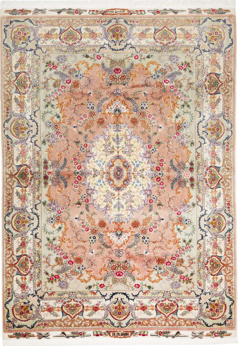 Tapete persa Tabriz Fio de Seda 209x151 209x151, Tapete persa Atado à mão