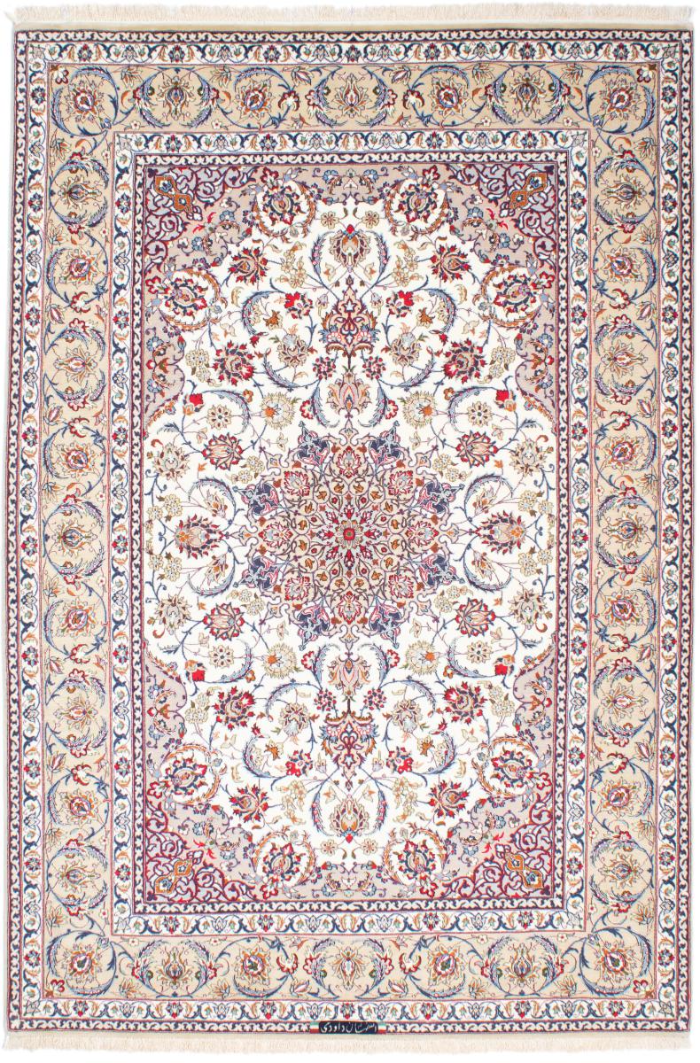 Tapete persa Isfahan Fio de Seda 7'9"x5'3" 7'9"x5'3", Tapete persa Atado à mão