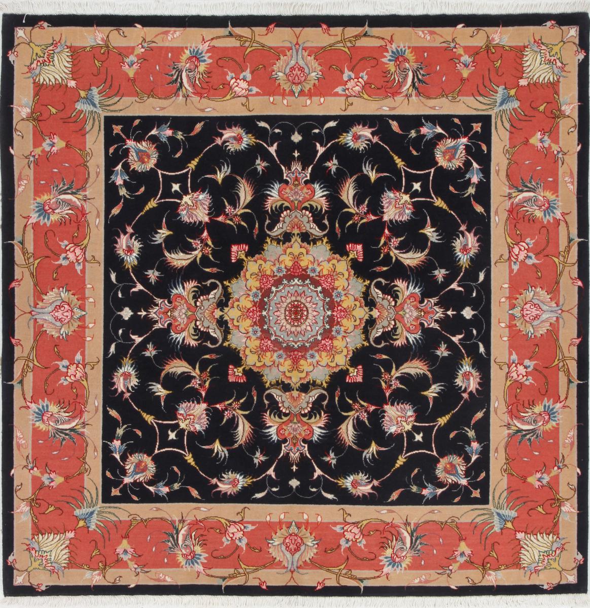 Tapete persa Tabriz 50Raj 154x154 154x154, Tapete persa Atado à mão