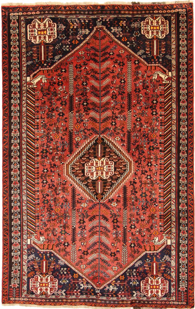 Tapete persa Ghashghai 244x157 244x157, Tapete persa Atado à mão