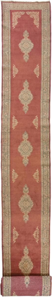 Persian Rug Kerman Semi Antique 39'9"x3'6" 39'9"x3'6", Persian Rug Knotted by hand