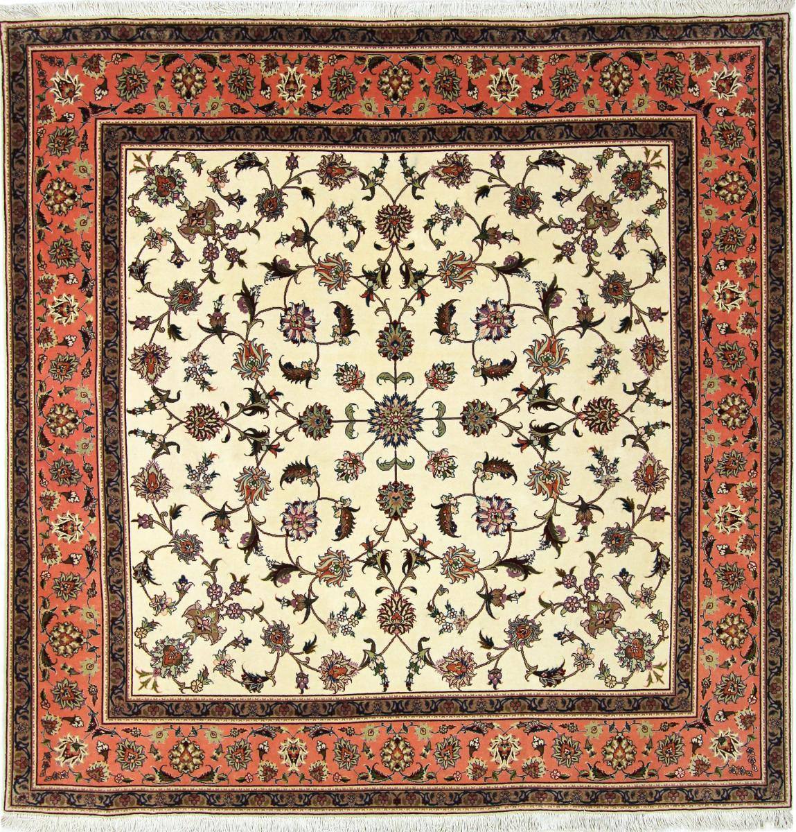 Tapete persa Tabriz 50Raj 209x203 209x203, Tapete persa Atado à mão